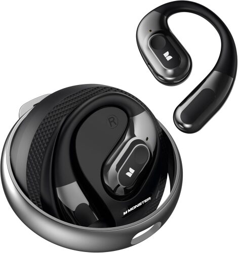 Monster AI Translation Earbuds AC330, 3-in-1 Translator Earbuds Bluetooth 5.4, Wireless Open Ear Headphones with 115 Languages Real-Time Translation, Stylish Rotating Case with Lanyard, Black