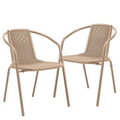 VINGLI 2-Pcs PE Rattan Outdoor Dining Chairs