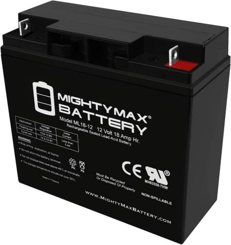Mighty Max Battery ML18-12 - 12V 18AH SLA Rechargeable Deep Cycle Replacement Battery
