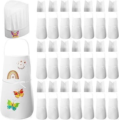 Kids Chef Hat and Apron Set, 60 Pcs