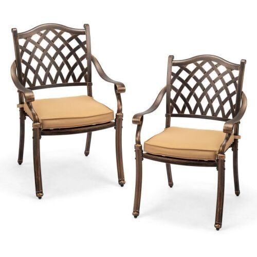 Stackable Outdoor Cast Aluminum Dining Chairs, 2 pc