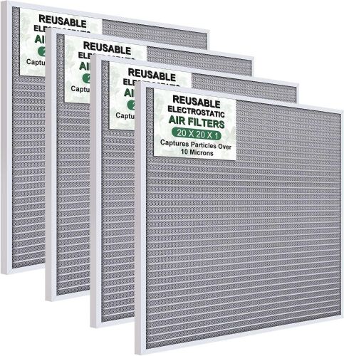20x20x1 Reusable Electrostatic Air Filters Washable MERV 8, 4 pack