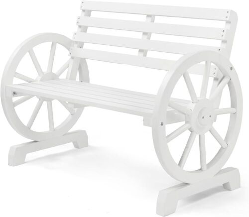 VINGLI Rustic Wooden Wagon Wheel Bench