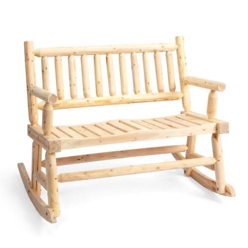 33.5inch Wooden Rocking Chair Weather-Resistant Loveseat