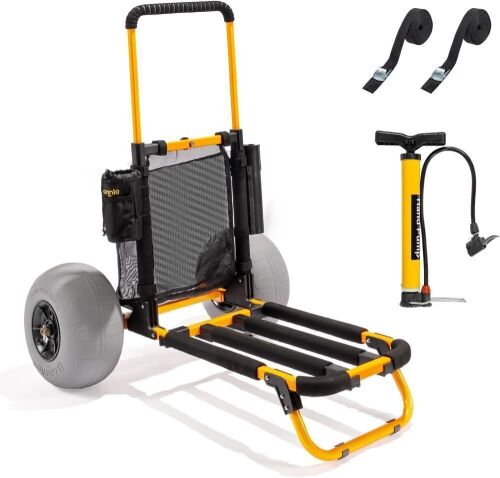 Bonnlo Beach Wagon Trolley with 12" Big Balloon Wheels, Aluminum Frame & Handle, 23" x 15" Cargo Deck, Fishing Rods & Water Bottle Holders