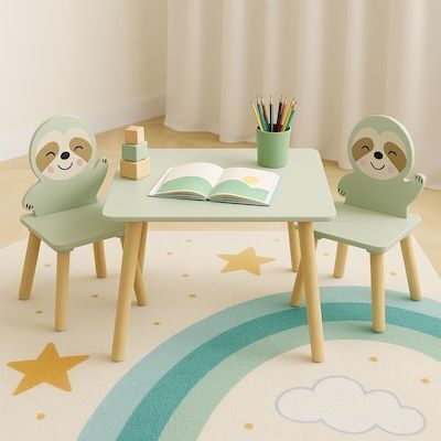 Loebelle Sage Green Kids Table and Chair Set