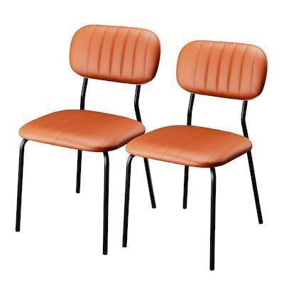 VINGLI 2-Pcs Stackable Dining Chair with PU Padded Seat and Metal Frame