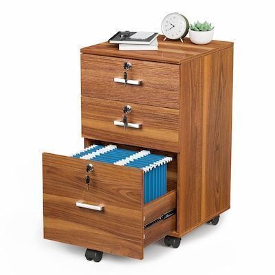 VINGLI 15.7W x 26H 3-Drawer Rolling File Cabinet with Lock