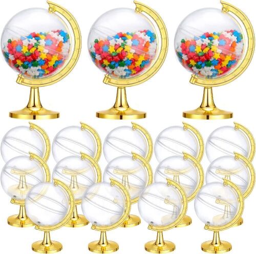 Mini Gold Globe Fillable Candy Containers, 40 Pack