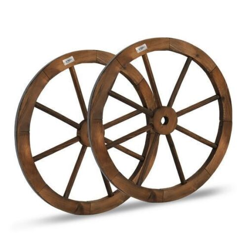 VINGLI 24" Decorative Wooden Wagon Wheel, Set of 2