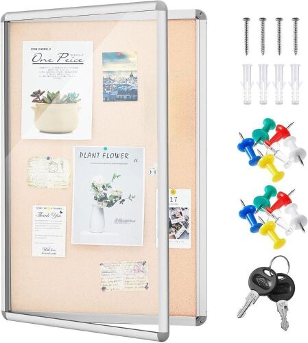 Geetery 26 x 20 Inch Enclosed Fabric Bulletin Board