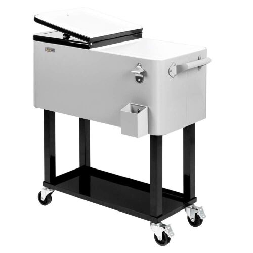 80 Quart Portable Outdoor Patio Rolling Cooler Cart Gray - Small Dent