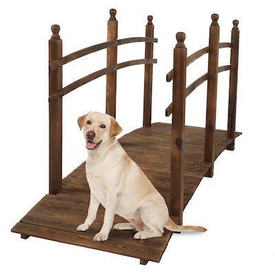 VINGLI 7.5FT Arch Walkway Wooden Bridge with Safety Rails - Missing Hardware