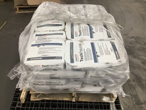 Pallet of (25) CustomTech TechPatchRP Calcium Aluminate Based Rapid Setting Ramping Patch, 40lb