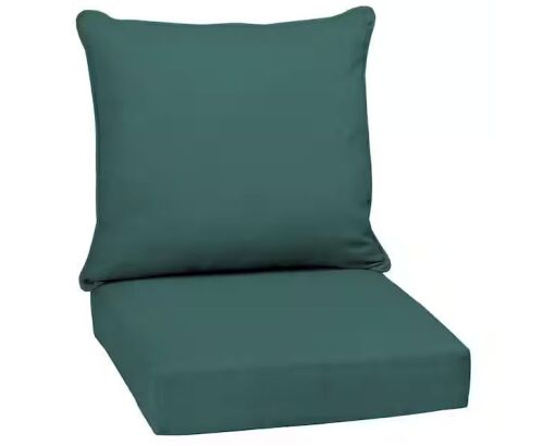 ARDEN 24 in. x 24 in. Texture 2-Piece Deep Seating Outdoor Lounge Chair Cushion in Peacock Blue Green