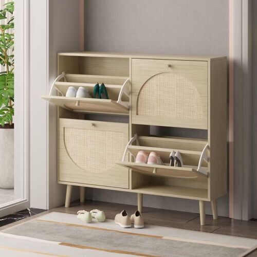 2 Tier Freestanding Shoe Organizer Cabinet