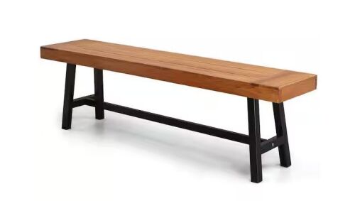 VINGLI 63 in. Wood Outdoor Bench with Metal Legs