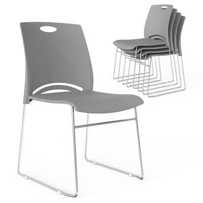 VINGLI 5-pcs Stackable Office Chairs with Plastic Seat Gray