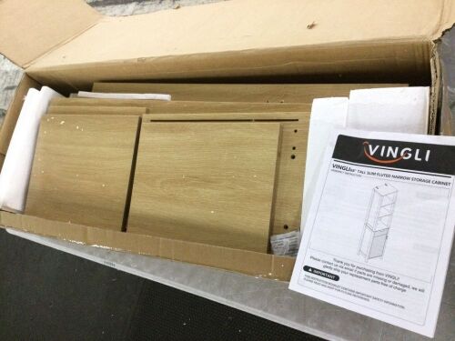 VINGLI 68" Tall Slim Fluted Storage Cabinet