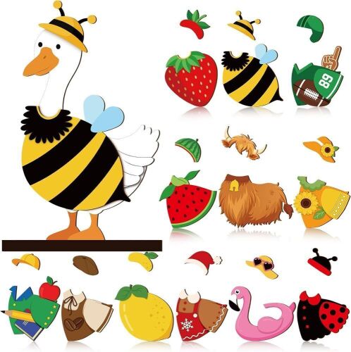 Lot of (2) Interchangeable Wooden Goose Mini Desk Decor, 25 pc
