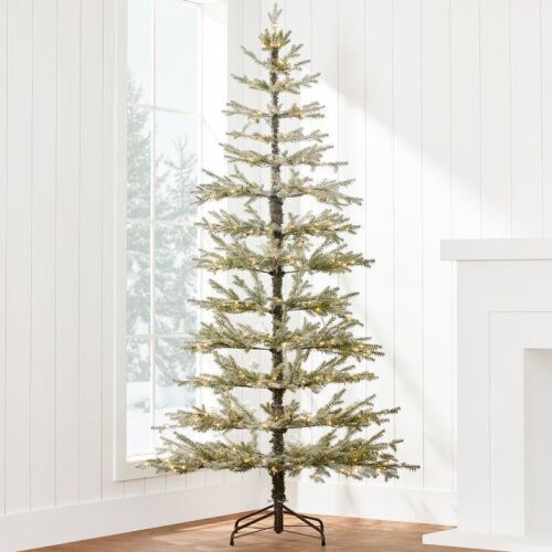 7.5' Green Pre-Lit Sparse Flocked Christmas Tree w/ 2-in-1 LEDs, Cordless Connection