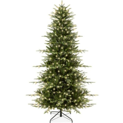 6' Pre-Lit Artificial Aspen Slim Noble Fir Christmas Tree w/ Metal Stand