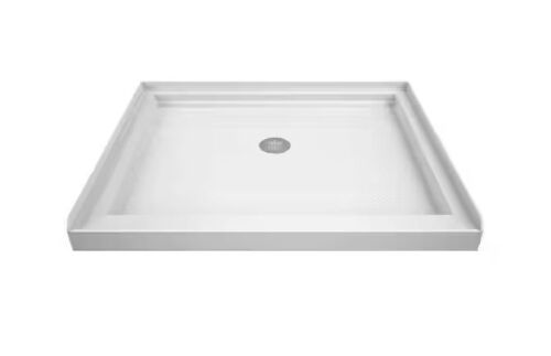 DreamLine SlimLine 42 in. L x 42 in. W Single Threshold Alcove Shower Pan Base in White with Center Drain