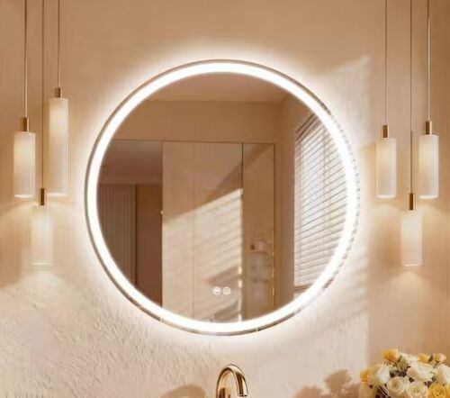 31 in. W x 31 in. H Round LED Frameless Wall Mounted Memory Function 3-Colors Dimmable Anti-Fog Bathroom Vanity Mirror