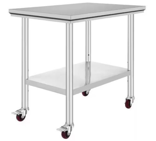 35 x 24 x 33 in. Stainless Steel Table on Wheels
