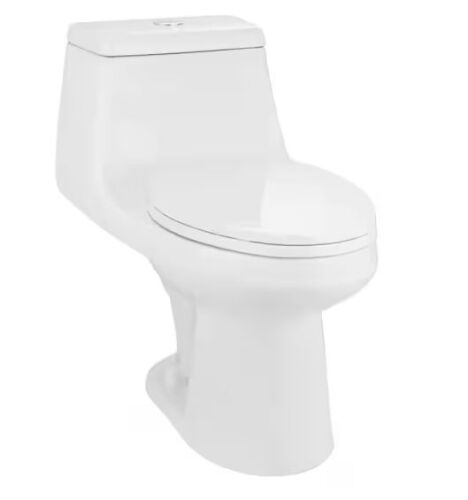 Glacier Bay McClure 12 inch Rough In One-Piece 1.1 GPF/1.6 GPF Dual Flush Elongated Toilet in White Seat Included
