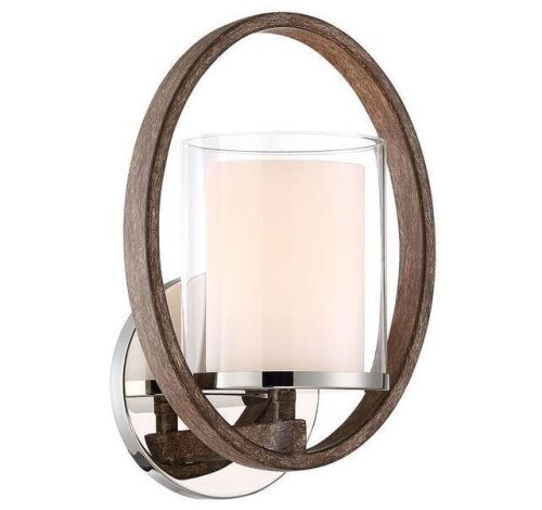 Lot of (2) Home Decorators Collection Downing 1-Light Polished Nickel/Corona Bronze Wall Sconce