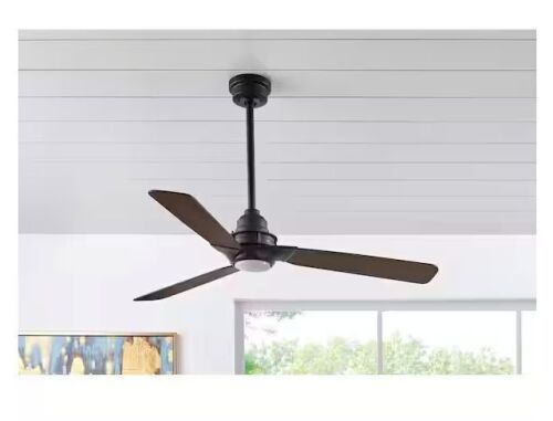 Home Decorators Collection Ester 54 in. White Color Changing Integrated LED Indoor/Outdoor Matte Black Ceiling Fan with Light Kit and Remote