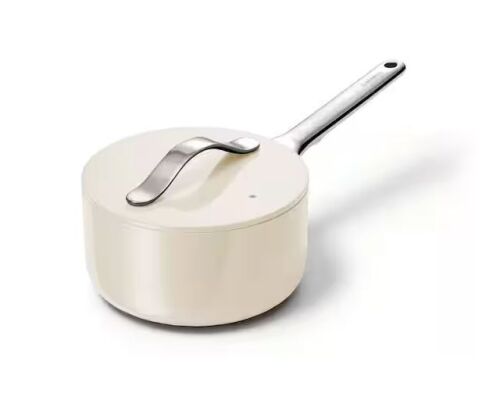 CARAWAY HOME 1.75 qt. Ceramic Non-Stick Sauce Pan in Cream
