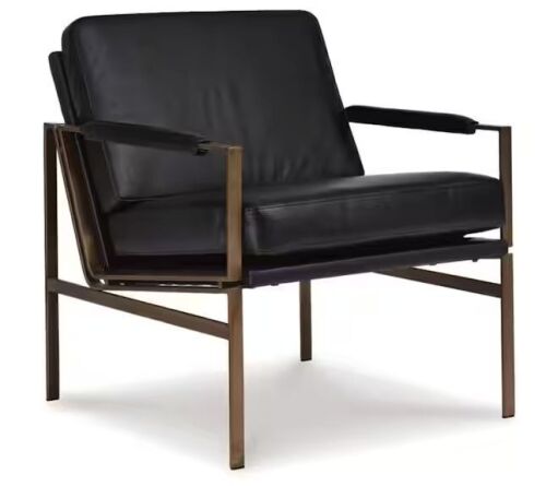 Signature DESIGN BY ASHLEY Puckman Black Leather Match Arm Chair