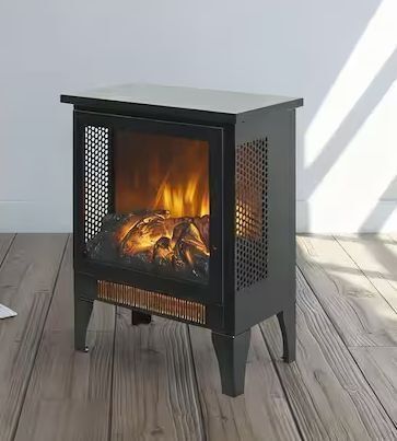 Clihome 14 in. W x 18 in. H Freestanding Electric Fireplace in Antique Black