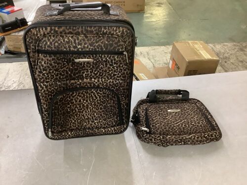 Rockland Fashion Expandable 2-Piece Carry On Softside Luggage Set, Leopard