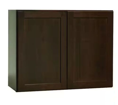 Hampton Bay Shaker 30 in. W x 12 in. D x 24 in. H Assembled Wall Bridge Kitchen Cabinet in Java