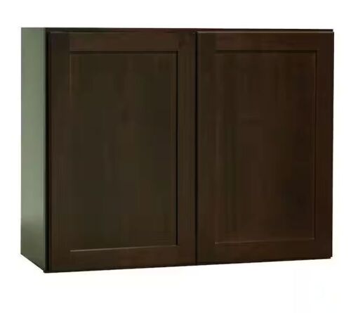 Hampton Bay Shaker 30 in. W x 12 in. D x 24 in. H Assembled Wall Bridge Kitchen Cabinet in Java