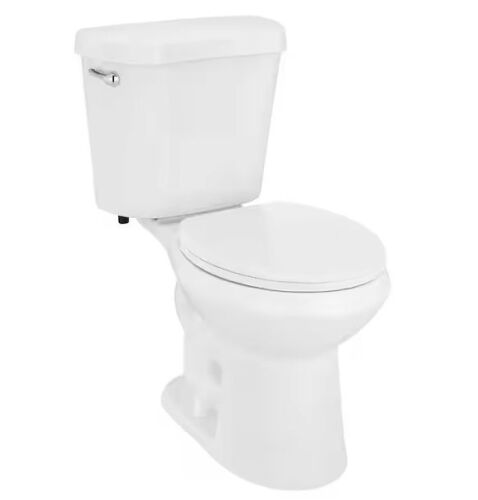 Glacier Bay 12 in. Rough In 2-Piece 1.28 GPF Single Flush Round Toilet in White, Seat Included