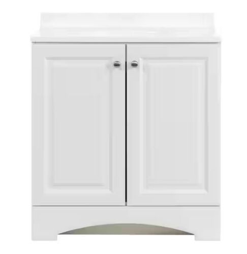Glacier Bay 31 in. Single Sink White Bath Vanity with White Cultured Marble Top