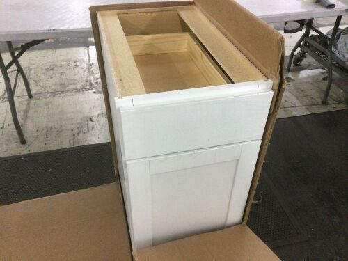 Hampton Bay Westfield Feather White Shaker Stock Assembled Base Kitchen Cabinet (15 in. W x 23.75 in. D x 35 in. H)