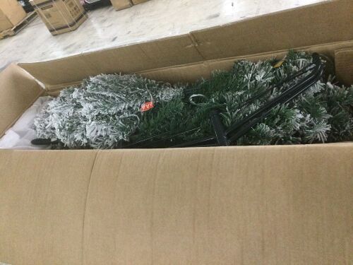 6' Pre-Lit Snow Flocked Artificial Pine Christmas Tree w/ Multicolored Lights
