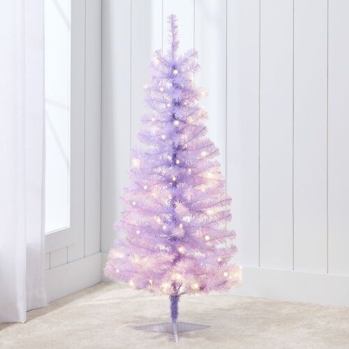 Lot of (2) Pre-lit Colorful Mini Spruce Christmas Tree w/ LED Lights - 4ft