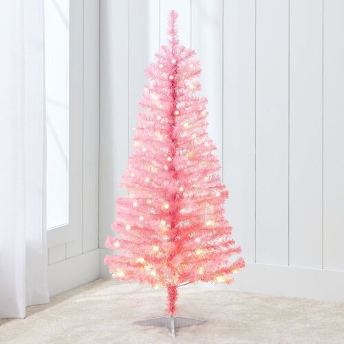 Lot of (2) Pre-lit Colorful Mini Spruce Christmas Tree w/ LED Lights - 4ft