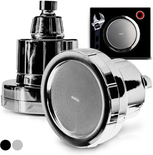 Eskiin Filtered Showerhead - Best Shower Head With Filters For Healthy Hair & Skin - High Pressure Water Softener For Hard Water - Reduce Dandruff, Protect Colored Hair, And Soothe Dry Skin (Chrome)