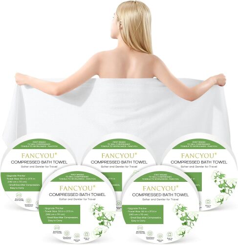 Disposable Bath Towels Compressed Towel, 55''X27.5'' Large Thicken Travel Towel Disposable Camping Shower Body Towels for Hotel Beach Swimming Pet Towels (24 Pack Green)