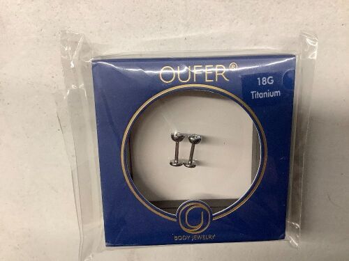 OUFER 18G Silver Titanium Labret Stud for Nose, Tragus, Helix, Lobe