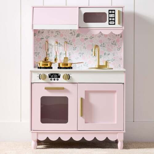 Pretend Play Cottage Kitchen Wooden Toy Set for Kids w/ 5 Accessories