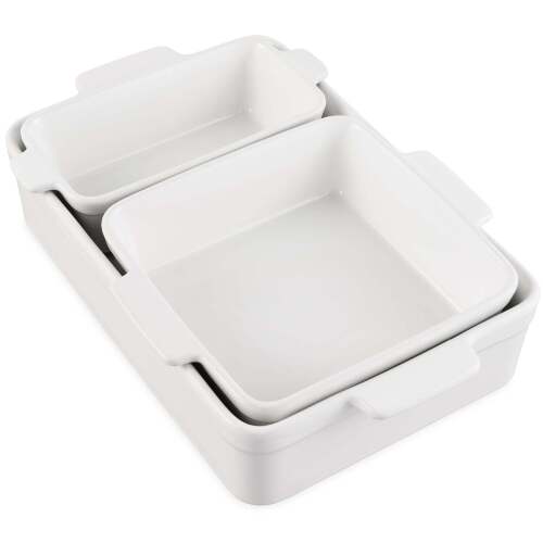 3-Piece Ceramic Bakeware Set, Stoneware Baking Dishes, Casserole Serving Set