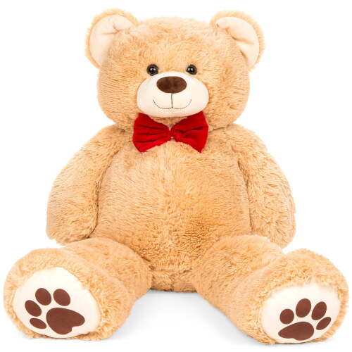 35in Giant Soft Plush Teddy Bear Stuffed Animal Toy w/ Bow Tie, Footprints - Brown